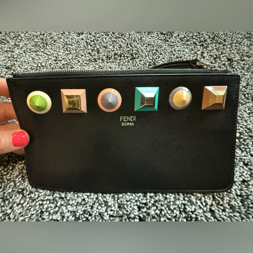 NWOT Fendi black studded wristlet with dust bag - Picture 2 of 5